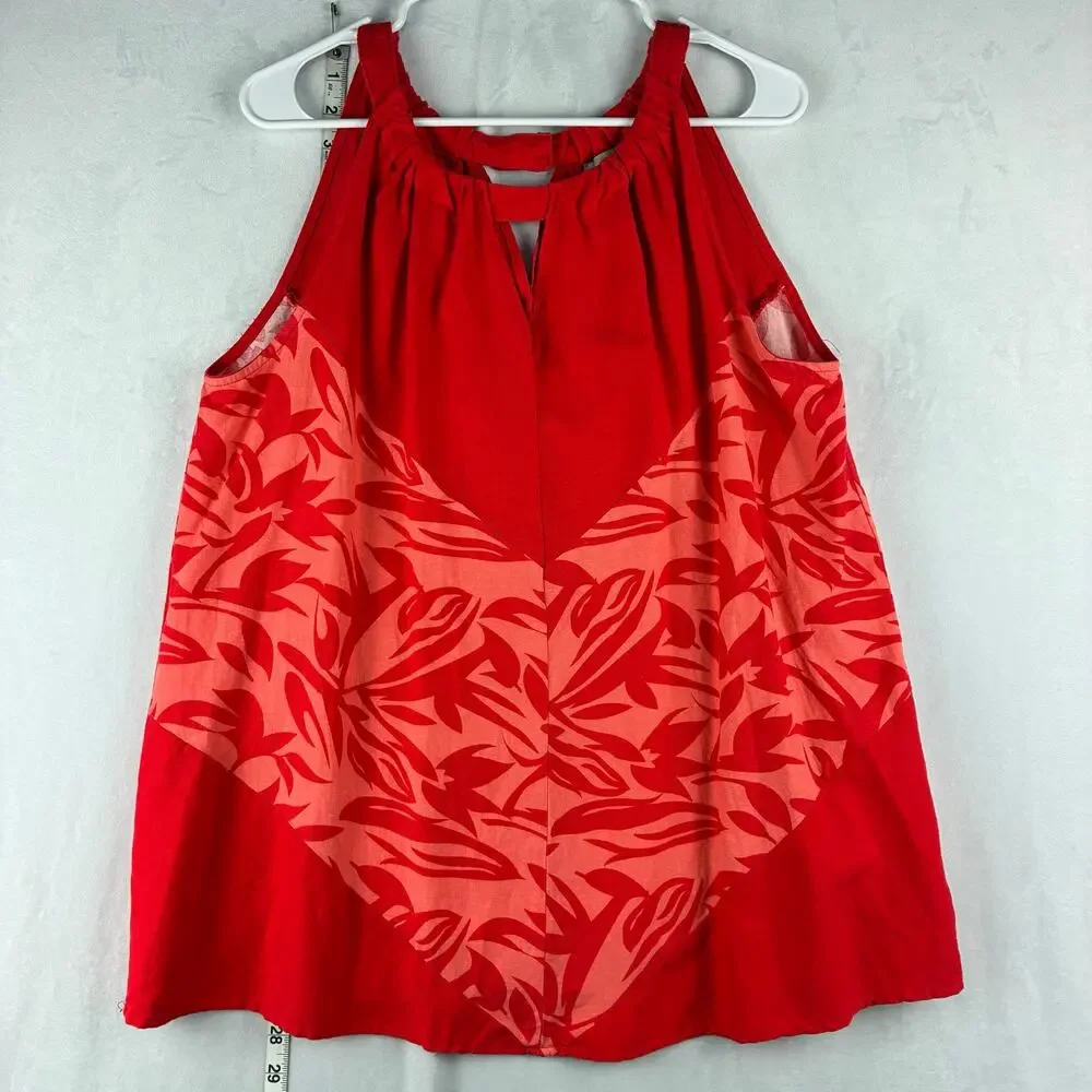 Appraisal 2 Piece Tank Skirt Outfit Linen Blend Women’s XL Tropical Vacation Red
